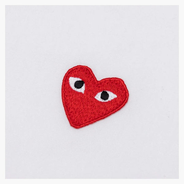 Comme Des Garcons Play Red Emblem Button Up Shirt White