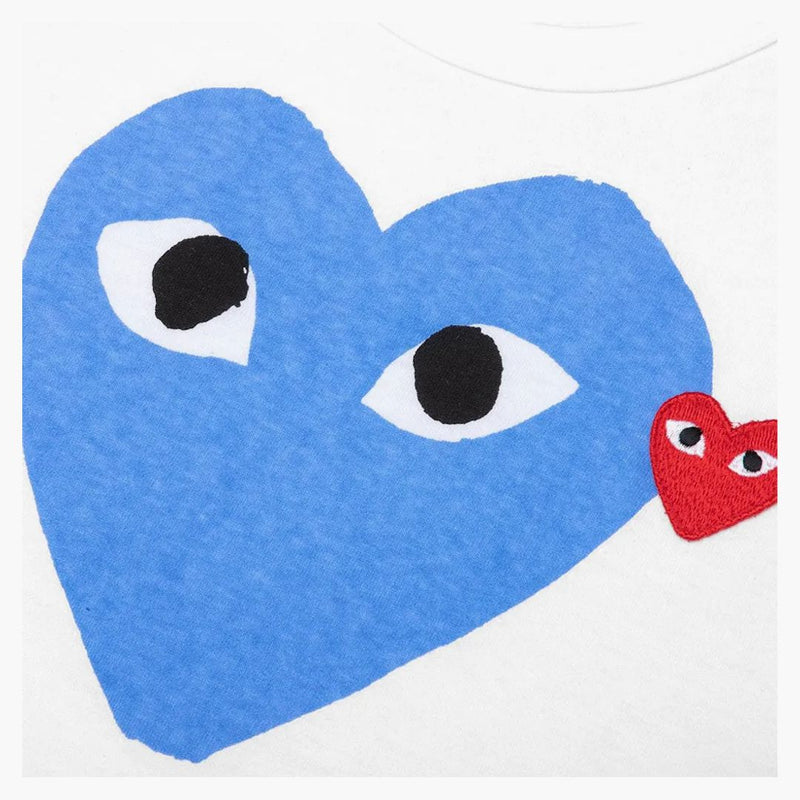 Comme of the Garcons Gra Red Emblem Heart T-Shirt White/Blue