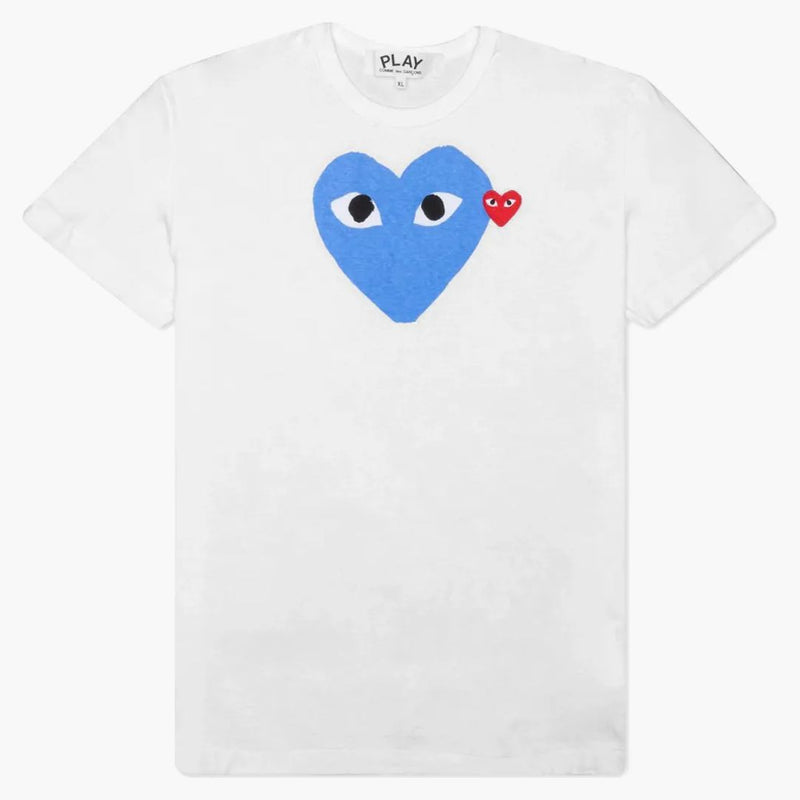 Comme of the Garcons Gra Red Emblem Heart T-Shirt White/Blue