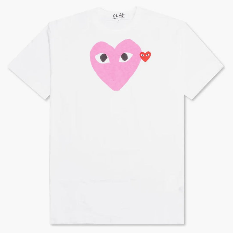 Comme of the Garcons Play Red Emblem Heart T-Shirt White/Pink