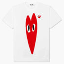 Comme of the Garcons Play Red Emblem Long Heart T-Shirt White