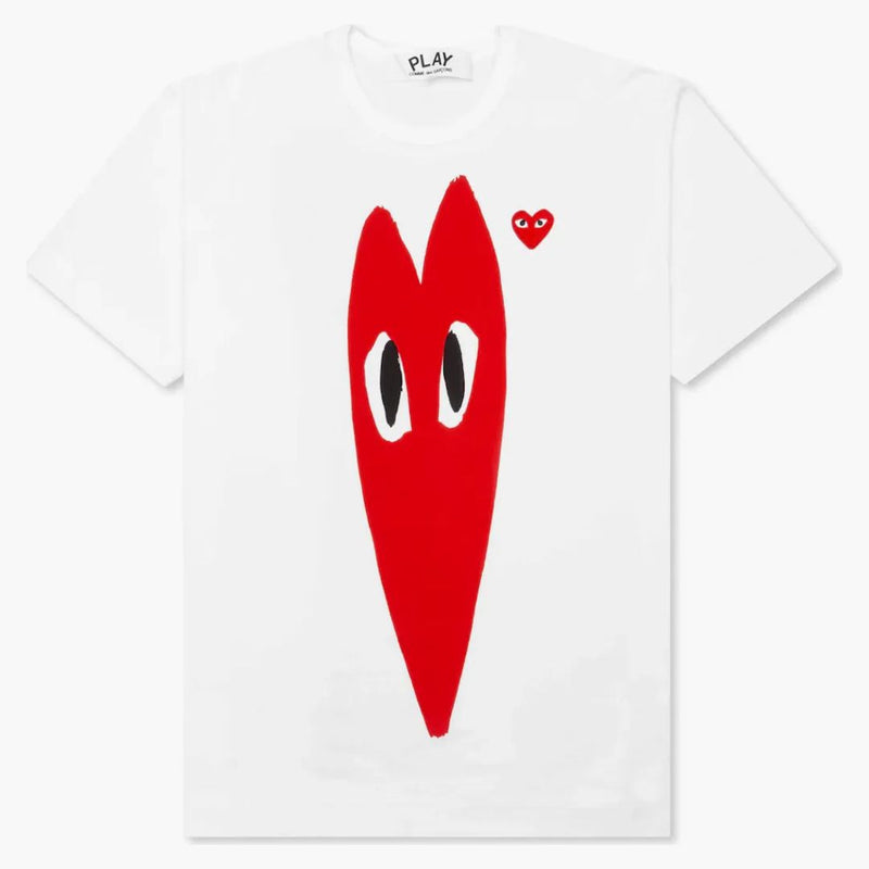 CommE of the Garcons Play Red Emblem Long Heart Camiseta blanca