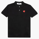 Comme Des Garcons Play Red Emblem Polo Black