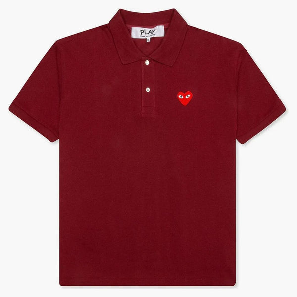 Comme Des Garcons Play Red Emblem Polo Burgundy