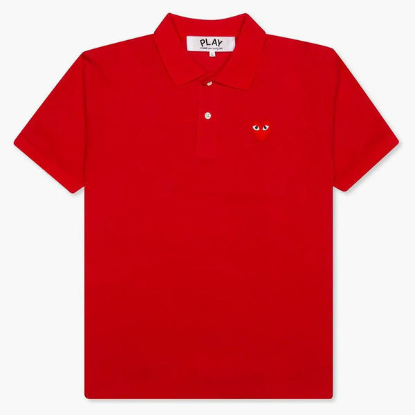 Comme Des Garcons Play Red Emblem Polo Red