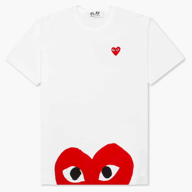 Comme of the Garcons Play Red HART HEART T-Shirt White