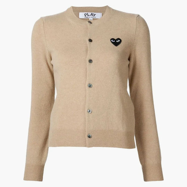 Comme Des Garcons Play Red Heart Cardigan Camel