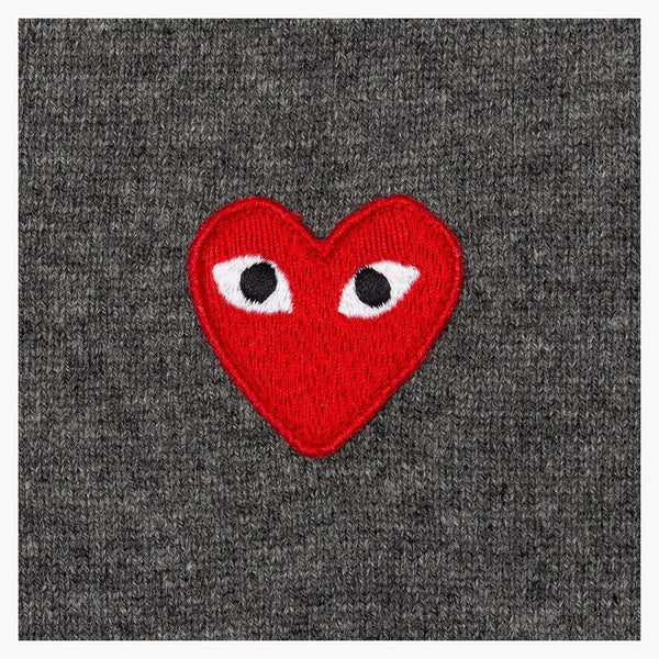 Comme Des Garcons Play Red Heart Crewneck Sweater Grey