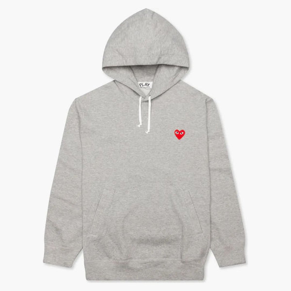 Comme Des Garcons Play Red Heart Hoodie Grey