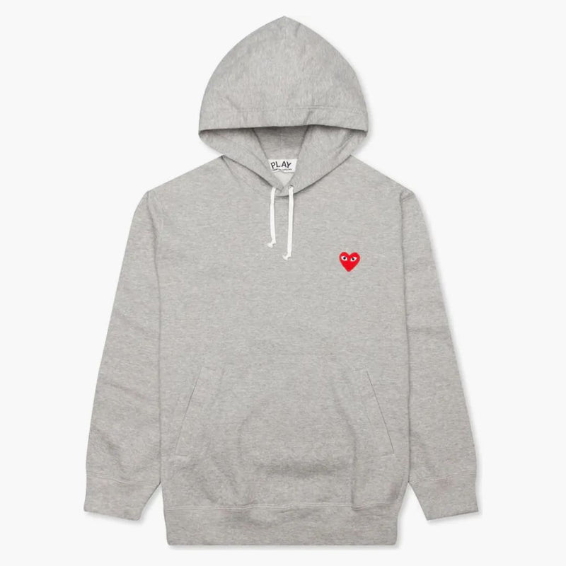 Comme Des Garcons Play Red Heart Hoodie Grey