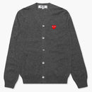 Comme Des Garcons Play Red Heart Knit Cardigan Sweater Grey