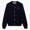 Comme of the Garcons Play Red Heart Knit Cardigan Sweater Navy
