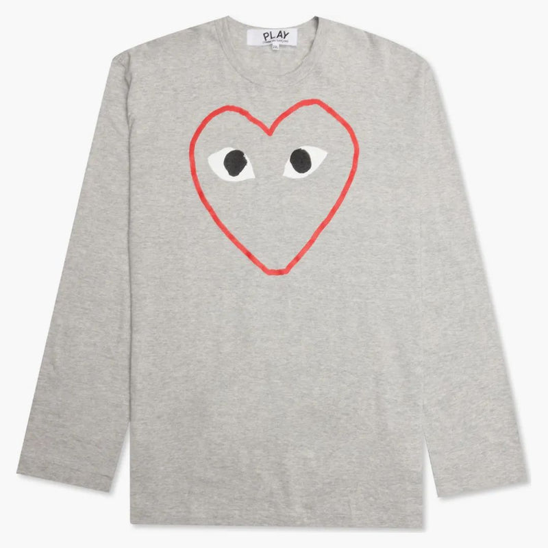 Comme Des Garcons Play Red Heart Sketch L/s T-shirt Grey