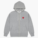 Comme Des Garcons Play Red Heart Zip Up Hoodie Grey