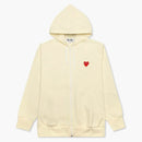 CommE of the Garcons Play Red Heart Zip Up Hoodie Ivory