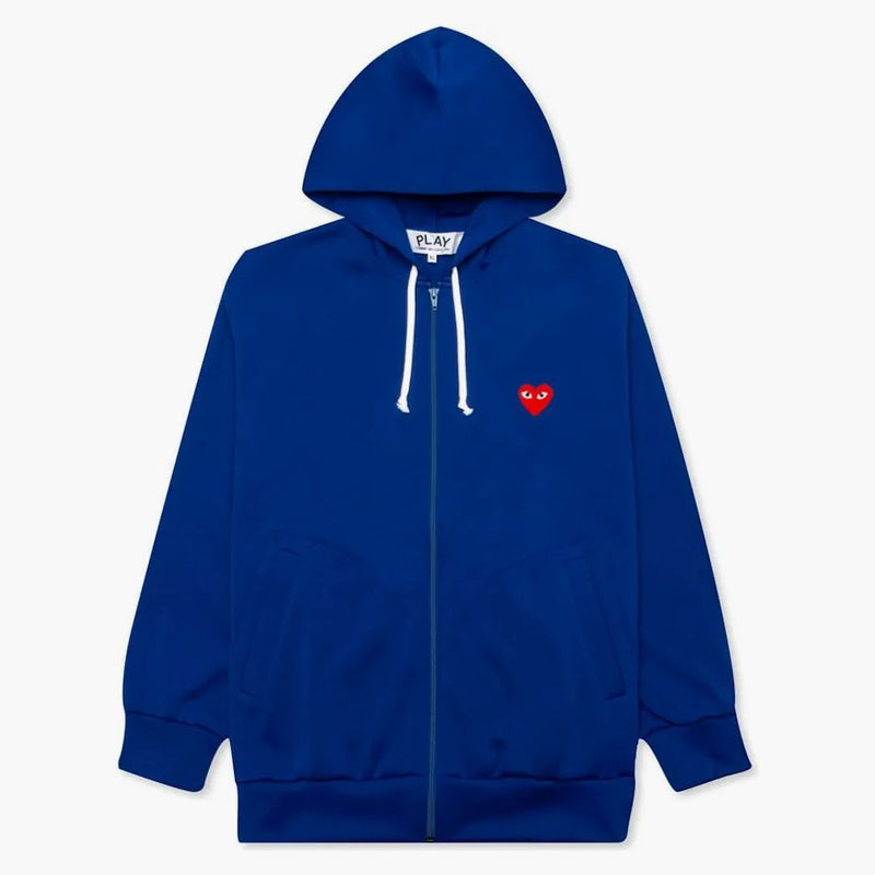 Comme of the Garcons Play Red Heart Zip Up Hoodie Navy