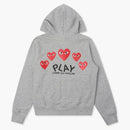 CommE of the Garcons Play Red Multi Heart Zip Up Hoodie Gray