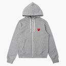 CommE of the Garcons Play Red Multi Heart Zip Up Hoodie Gray