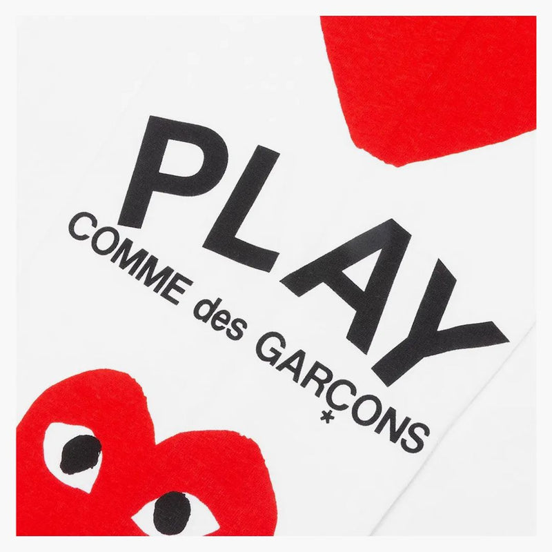 Comme Des Garcons Play Red Printed Sleeve L/s T-shirt White