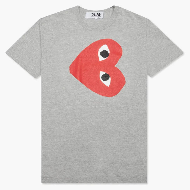 Comme of the Garcons Play Red Sideways Heart T-Shirt Gray