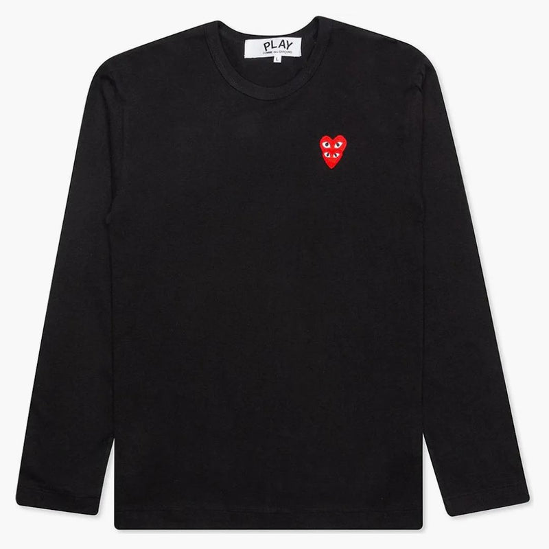 Comme Des Garcons Play Red Stacked Heart L/s T-shirt Black