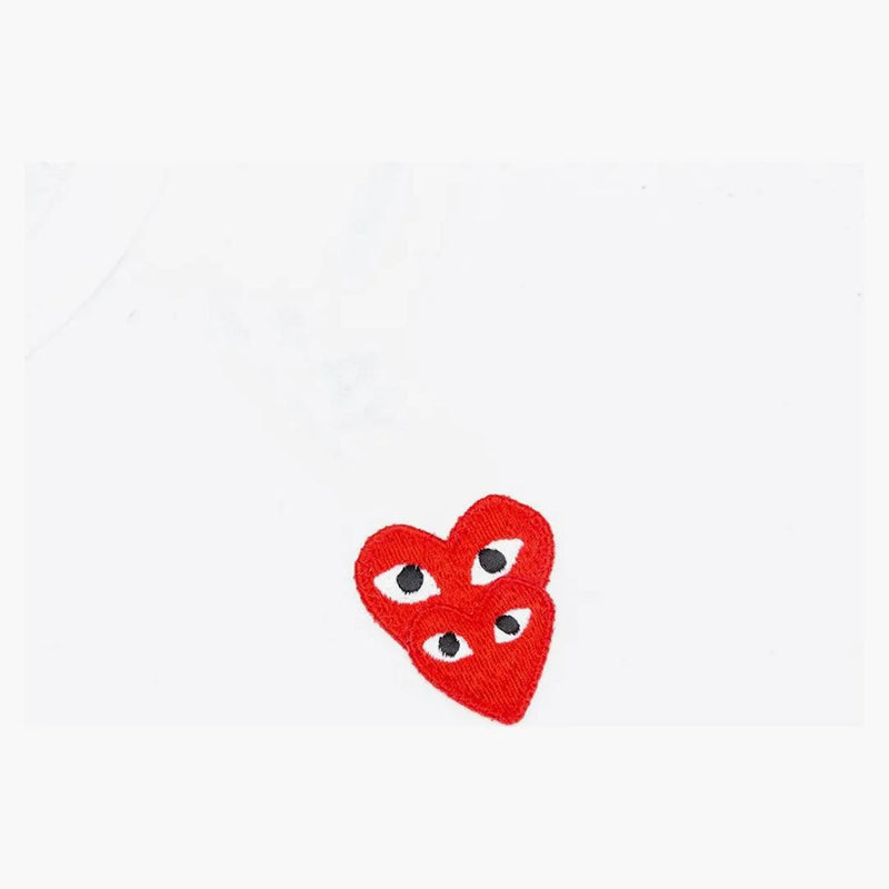 Comme of the Garcons Play Red Stacked Heart L/S T-shirt White