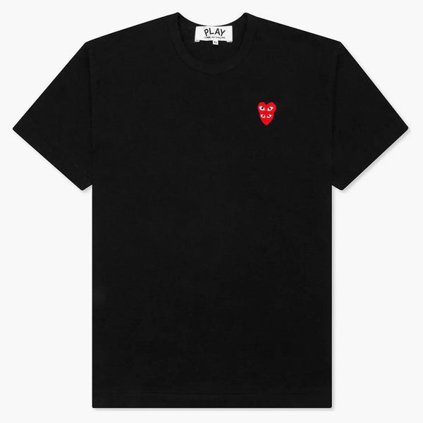 Comme Des Garcons Play Red Stacked Heart T-shirt Black