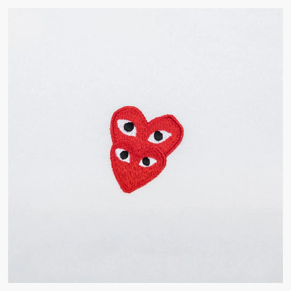CommE of the Garcons Play Red Heart Stacked Heart Zip Up Hoodie White