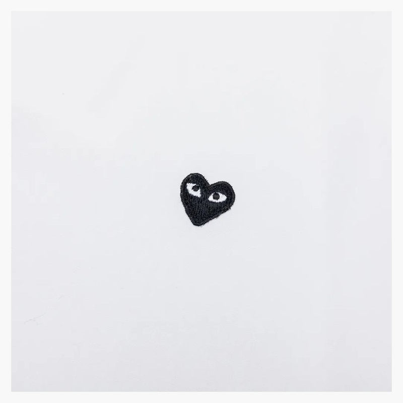 Comme Des Garcons Play Small Black Emblem Button Up Shirt White