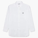 Comme of the Garcons Play Small Black Emblem button up Shirt White