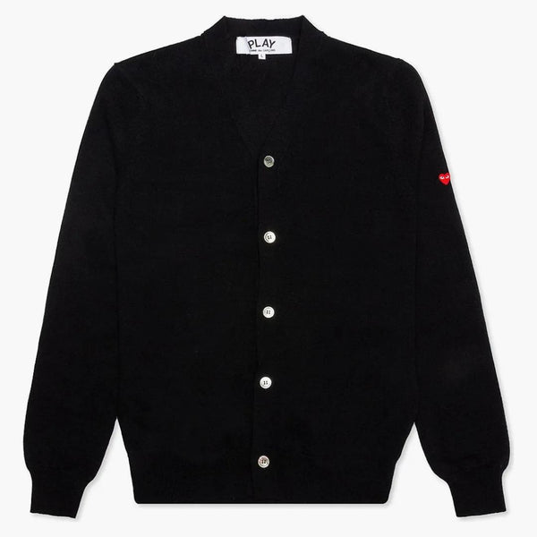 Comme Des Garcons Play Small Heart On Sleeve Cardigan Sweater Black