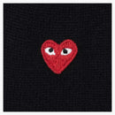 CommE of the Garcons Play Small Heart on Sleeve V Neck Sweater Navy