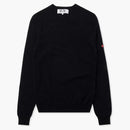 CommE of the Garcons Play Small Heart on Sleeve V Neck Sweater Navy