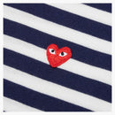 Comme of the Garcons Play Small Red Heart Striped L/S T-shirt Navy/White