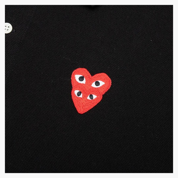 Comme Des Garcons Play Stacked Heart Polo Black