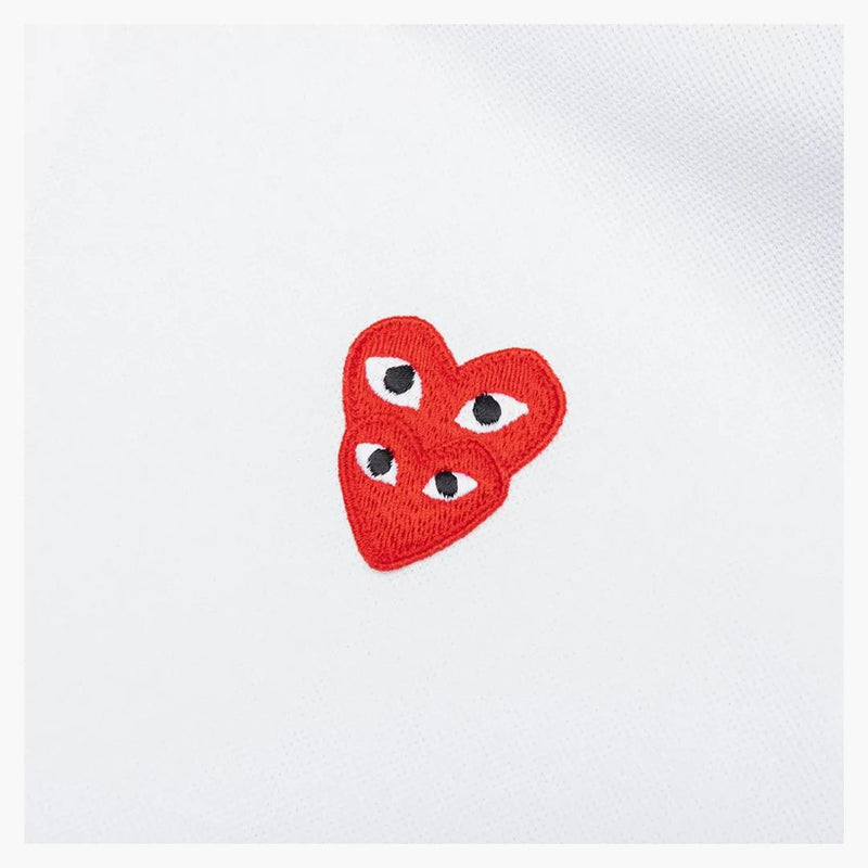 Comme Des Garcons Play Stacked Heart Polo White