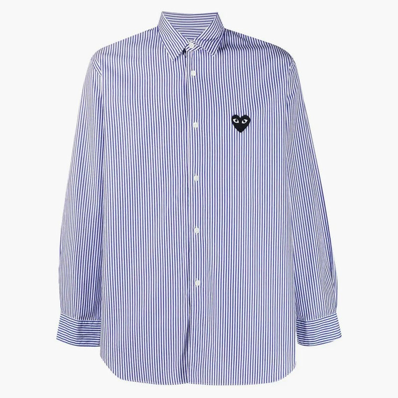 Comme of the Garcons Play Stripe Hafted Logo Shirt Blue/White