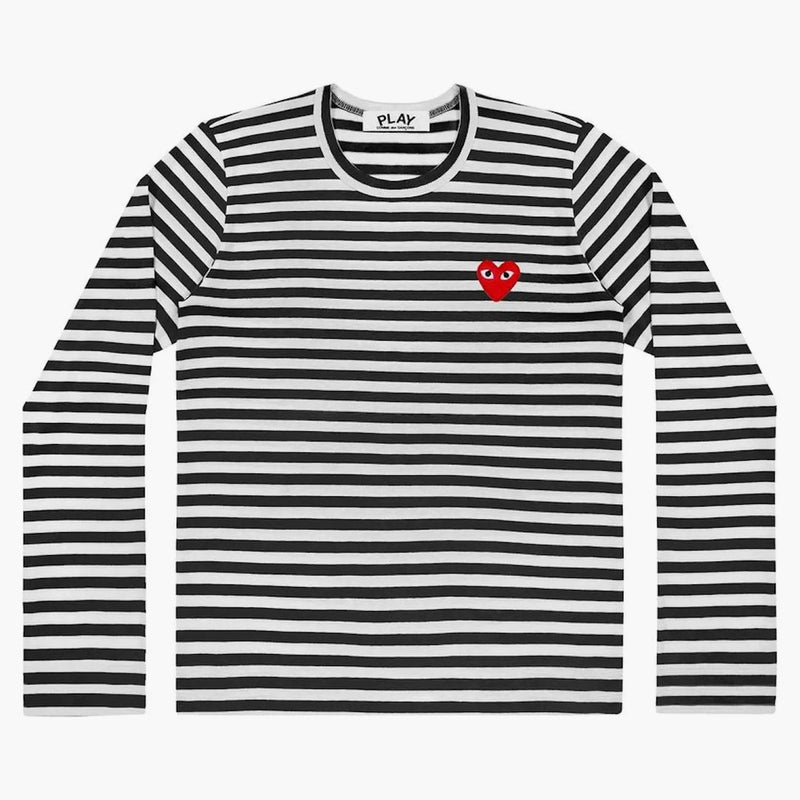 Comme of the Garcons Play w paski T-shirt z długim rękawem