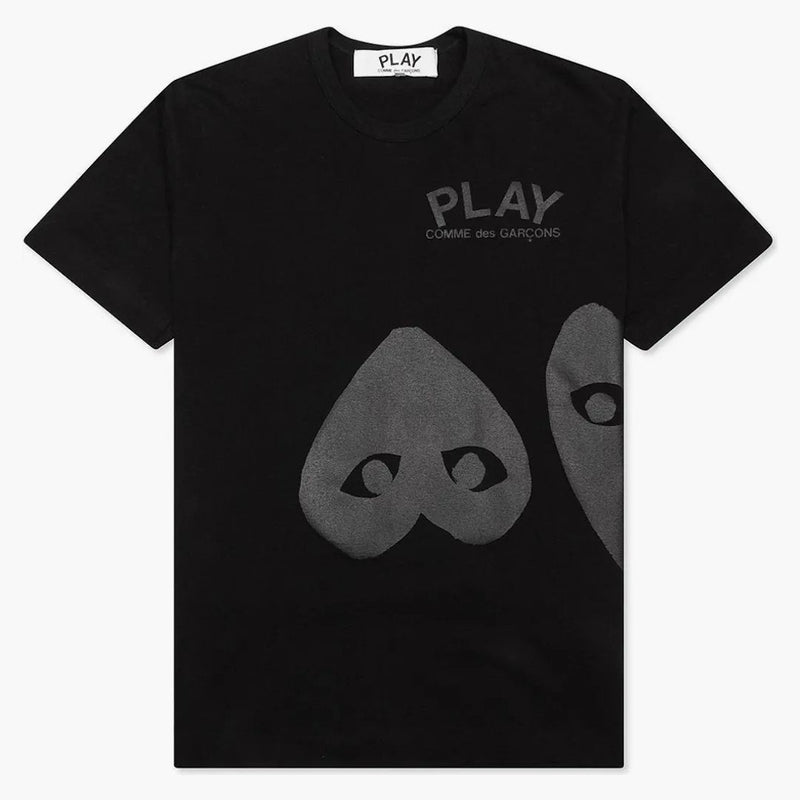 Comme Des Garcons Play Three Black Hearts T-shirt Black