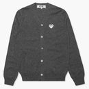 Comme of the Garcons Play White Heart Knit Cardigan Sweater Gray