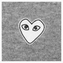 Comme of the Garcons Play White Heart Knit Cardigan Sweater Light Gray