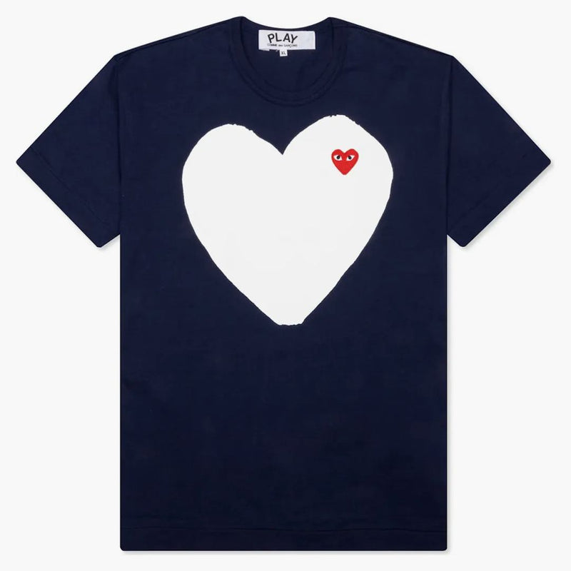 Comme Des Garcons Play White Heart T-shirt Navy