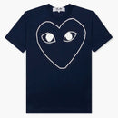 CommE of the Garcons Play White Outline Heart Camiseta Navy