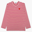 Comme des Garcons Play Women's Big Red Heart Striped L/S T-Shirt Red/White