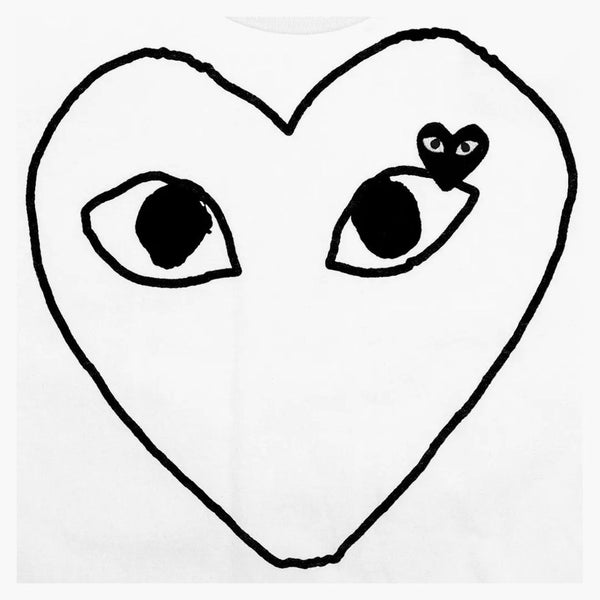 Comme of the Garcons Play Women's Black Emblem Outline Camiseta White White