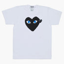 CommE of the Garcons Play Women's Black Heart Blue Eyes Camiseta White