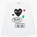 Comme of the Garcons Play Women's Black Multi Logo L/S T-shirt White