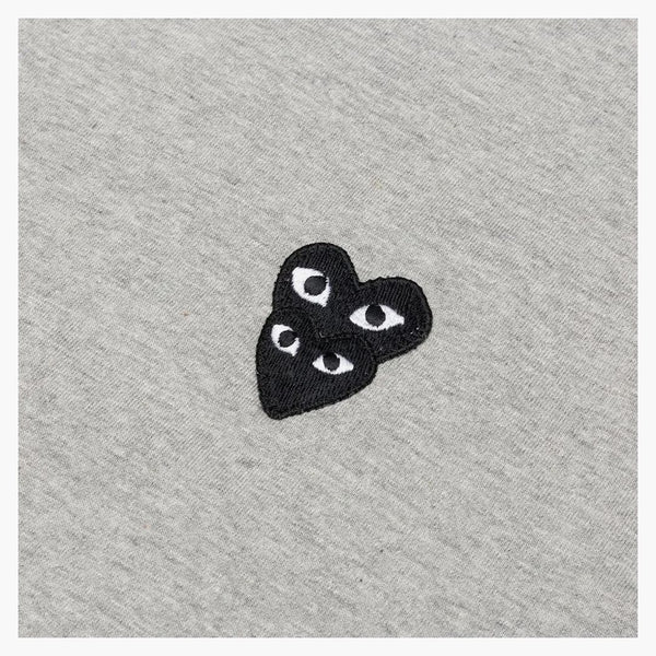 CommE of the Garcons Play Women's Black Ripled Heart L/S Camiseta Gray