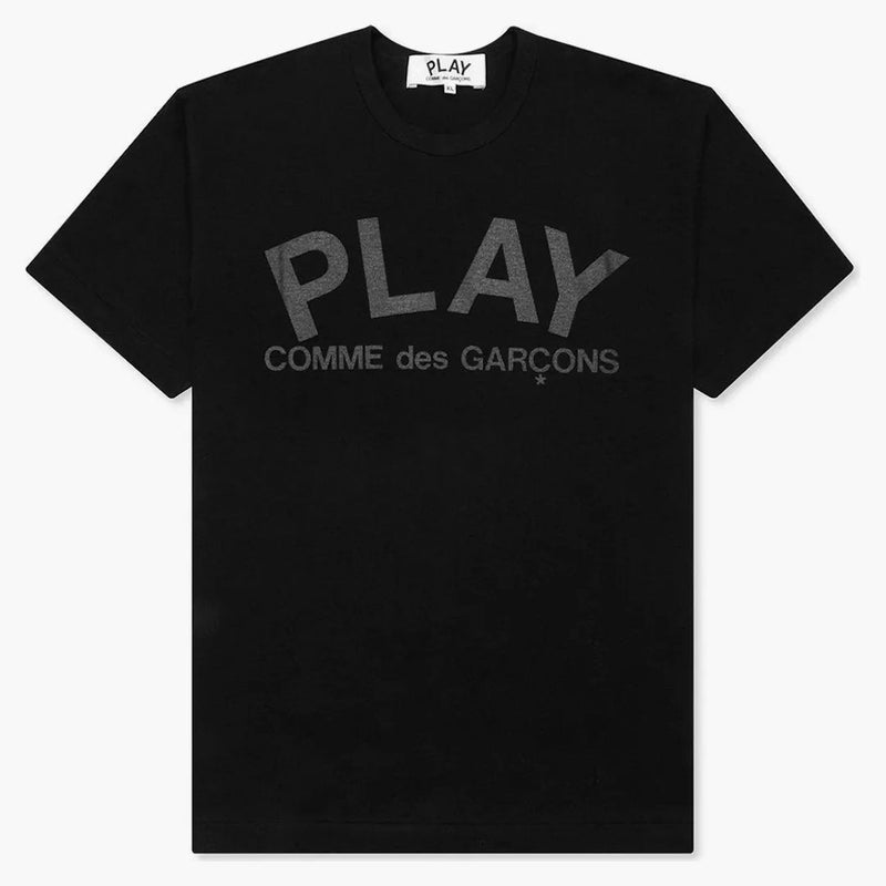 Comme Des Garcons Play Women's Black Text T-shirt Black