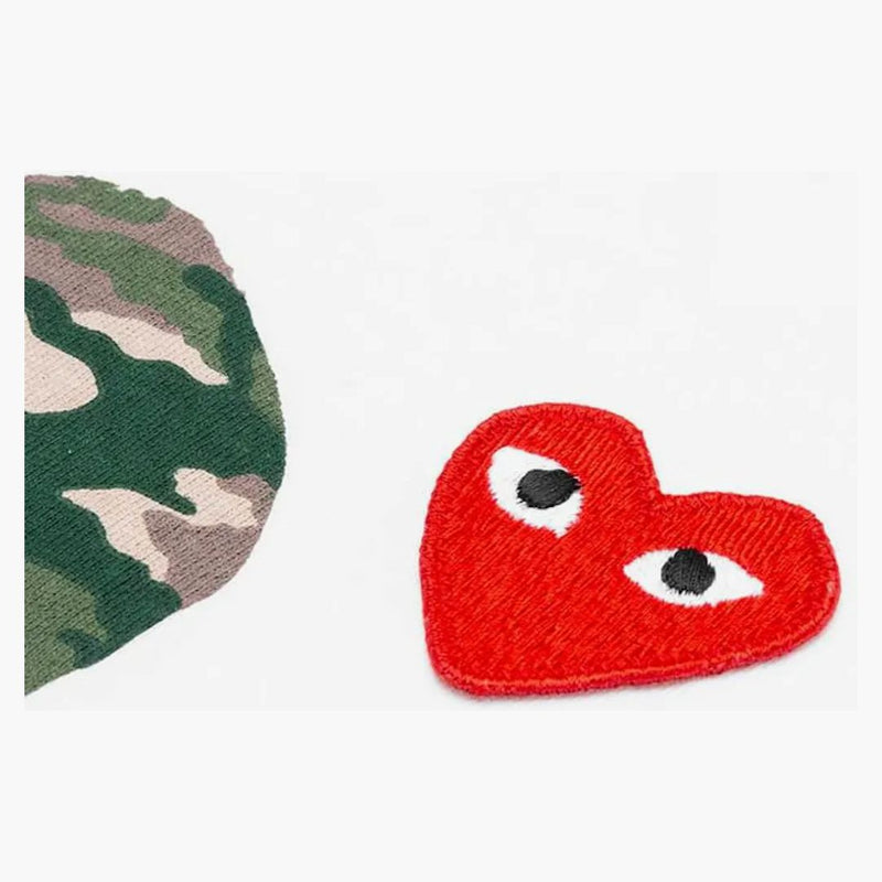 Comme of the Garcons Play Women's Camouflage Double Heart T-Shirt White